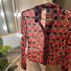 Printed tulle blouse